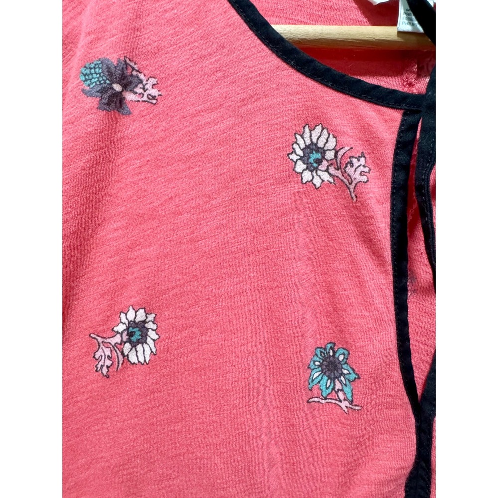 Lucky Brand Womens Pink Floral Border Print Peasant Blouse Long Sleeve Top L - Picture 5 of 7
